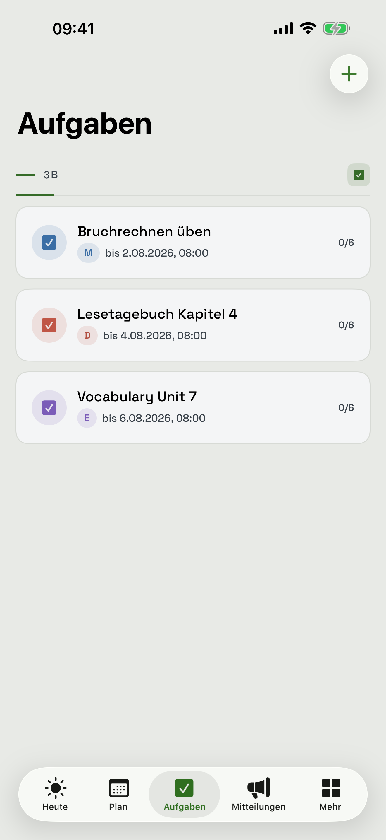 Aufgabenliste einer Klasse