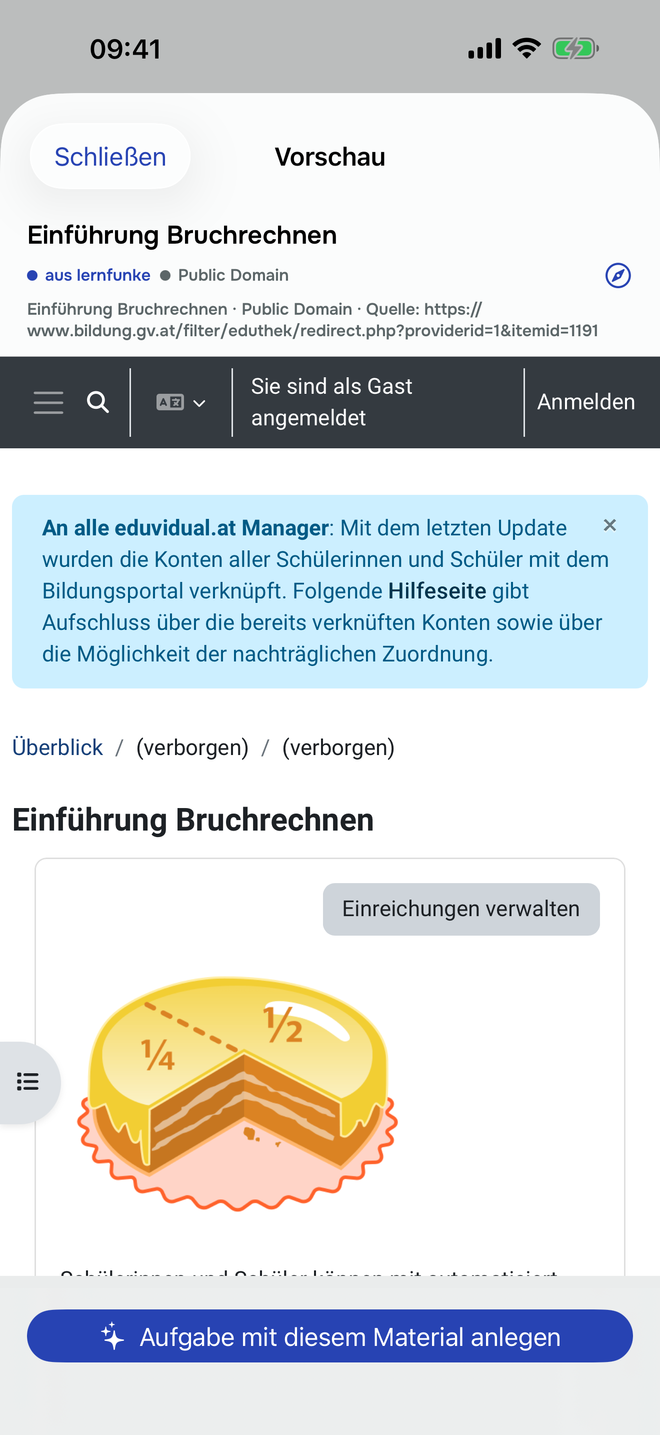 Inline-Vorschau eines learn-Materials